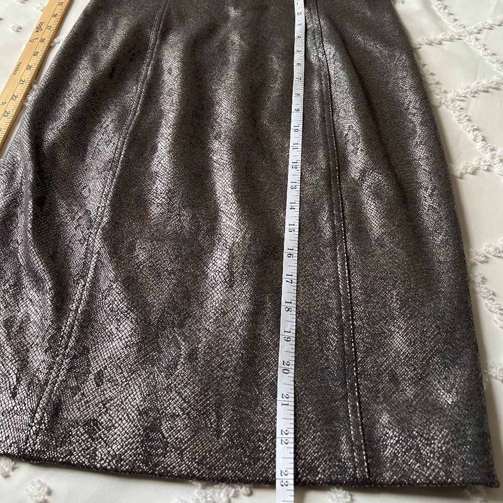 Calvin Klein Metallic Gunmetal Silver Snakeskin Sheath Sleeveless Dress SIZE 6 - Picture 3 of 11